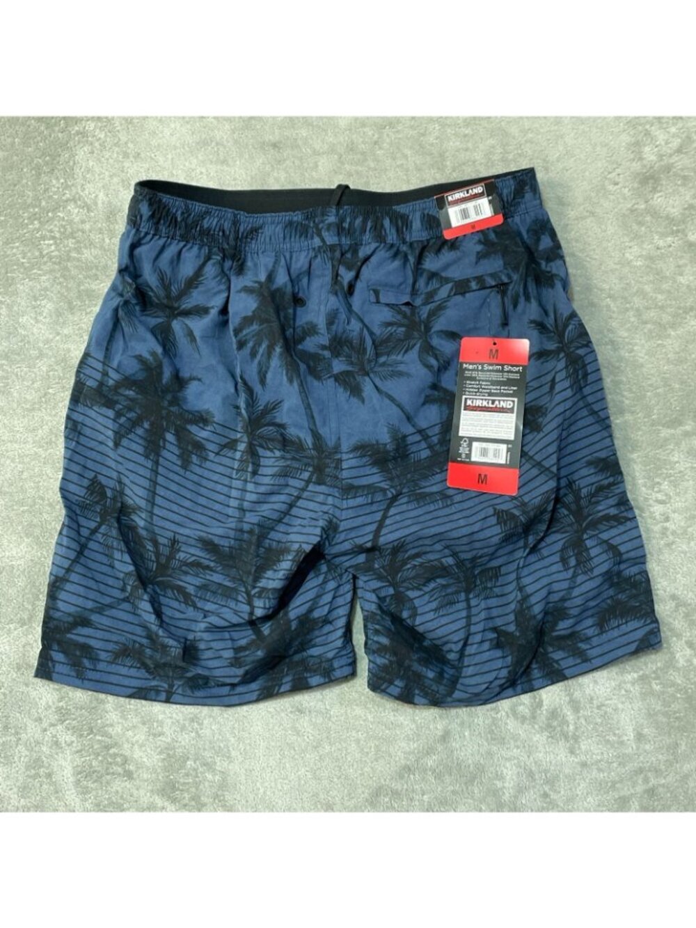 NWT Kirkland Signature Men's M Blue Swim Shorts Palm Print - Picture 4 of 12